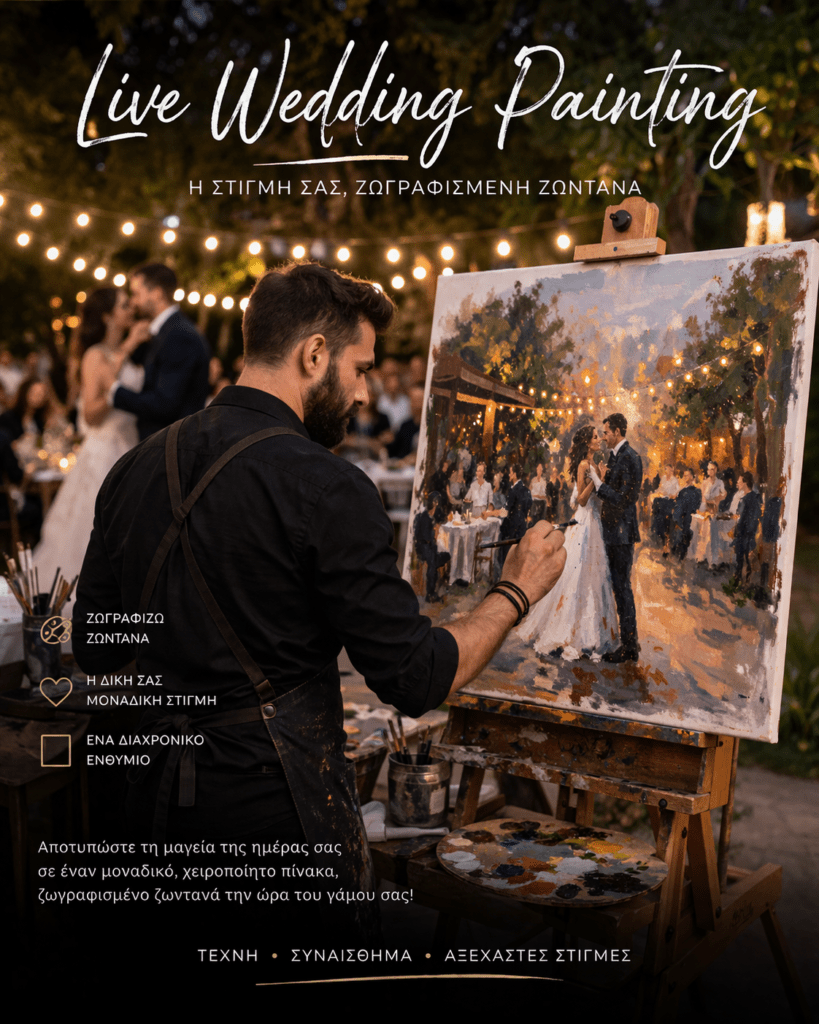 live wedding painting in greece
